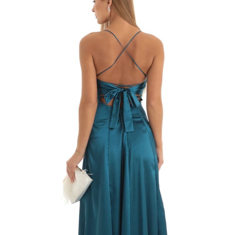 NEW, never worn Lucy in the Sky Dena Pleated Maxi Dress in Teal Size XS